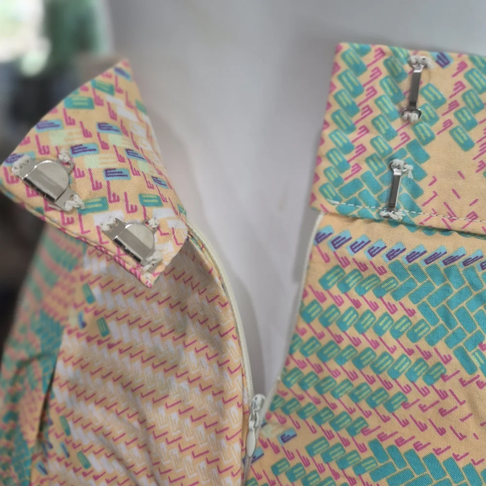 Peach and Teal Pleated Long A-line Skirt Modest Aztec Southwest Print - Picture 13 of 13